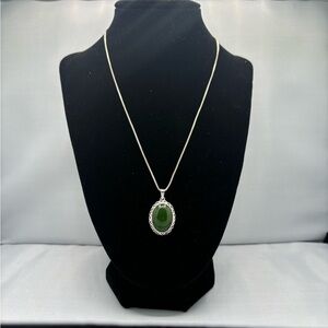 Silver Green Pendant Necklace